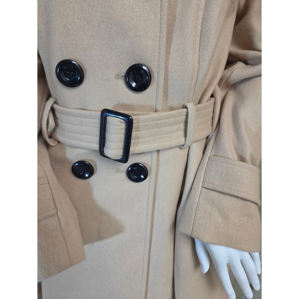 y2k Victorias Secret Wool Trench Coat Honey Beige Belted Double Breasted 12 - Picture 8 of 16